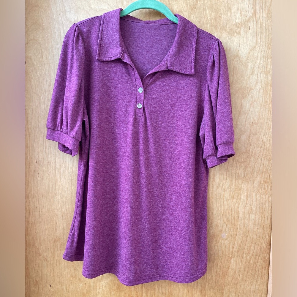 Lomon Maroon Short Sleeve Top - Size L
